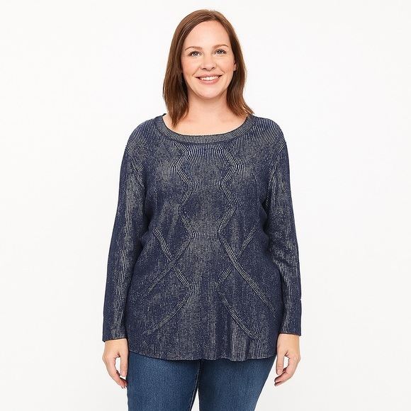 NWT Two by Vince Camuto Blue & Gray Sweater Size S - Picture 1 of 8